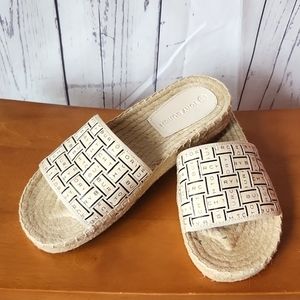 Tory Burch ribbon espadrille slides NWT size 6